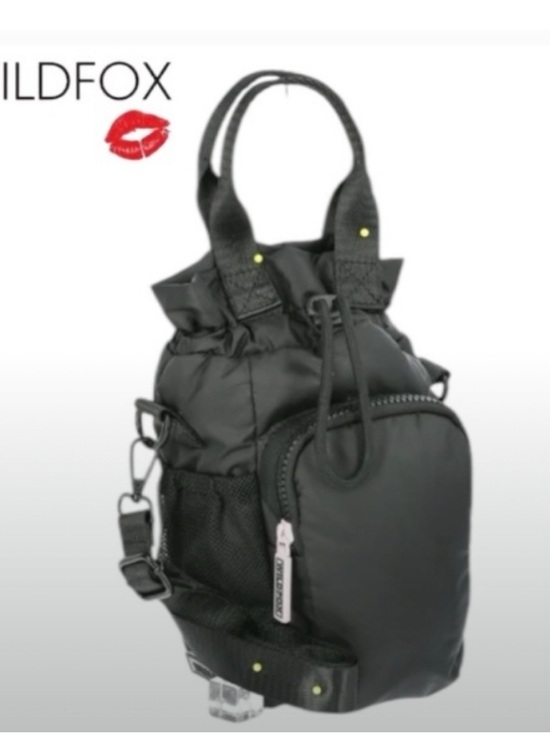 Wildfox Handbags - Wildfox Black Drawstring Water bottle bag with Front Zip Pocket and Crossbody